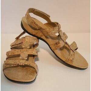 VIONIC 44AMBER STRAPPY SLINGBACK SANDALS SZ 9 CORK TAN BEIGE COMFORT ORTHAHEEL